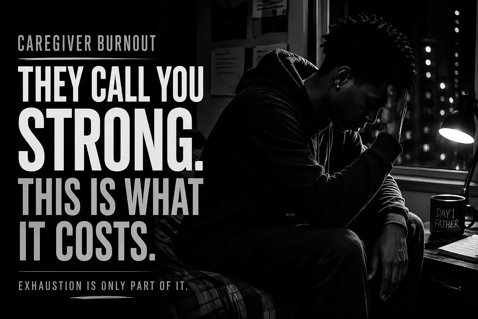 Day1Father image about exhaustion, survival, and the strong child trauma response