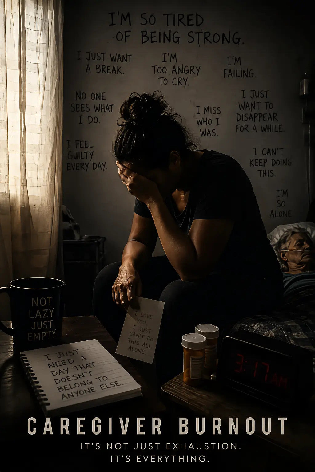 Caregiver burnout and emotional exhaustion shown through a Day1Father memory image
